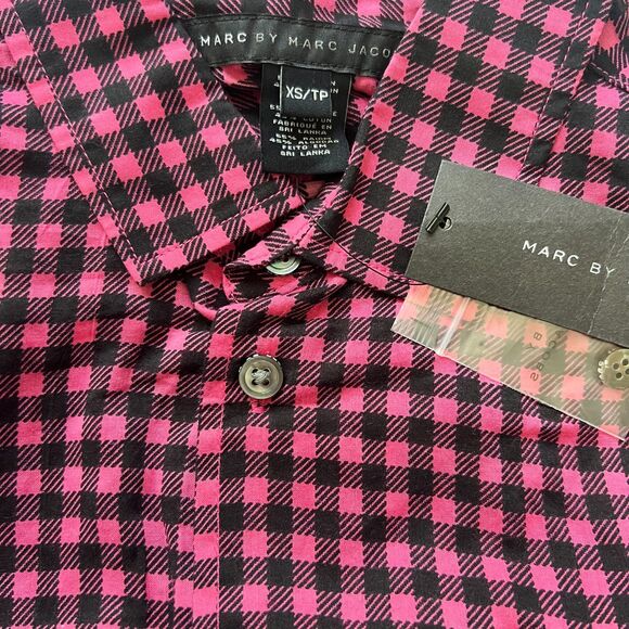 Marc by Marc Jacobs Men's Short Sleeve Plaid Button Up Shirt XS in Pink NWT - Picture 5 of 5